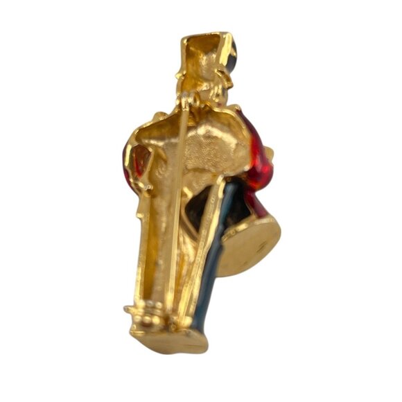 Vintage Holiday Drummer Boy Pin Brooch 1.75'' Enamel Christmas Jewelry - Picture 6 of 7